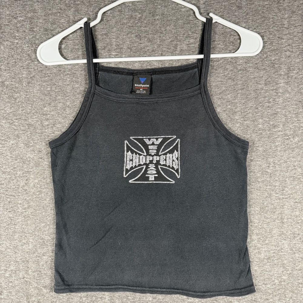 Vintage Y2K West Coast Choppers Womens M Black Spaghetti Strap Tank Biker WCC